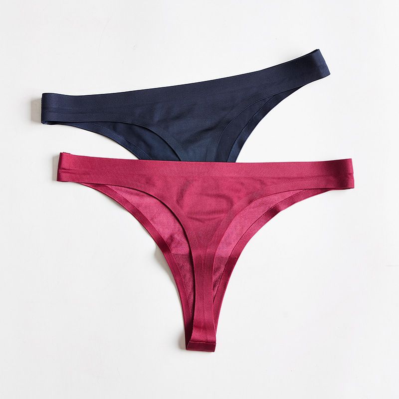 Women's Tangas Thong Low Waist Panties G-String Briefs Solid Color Underwear