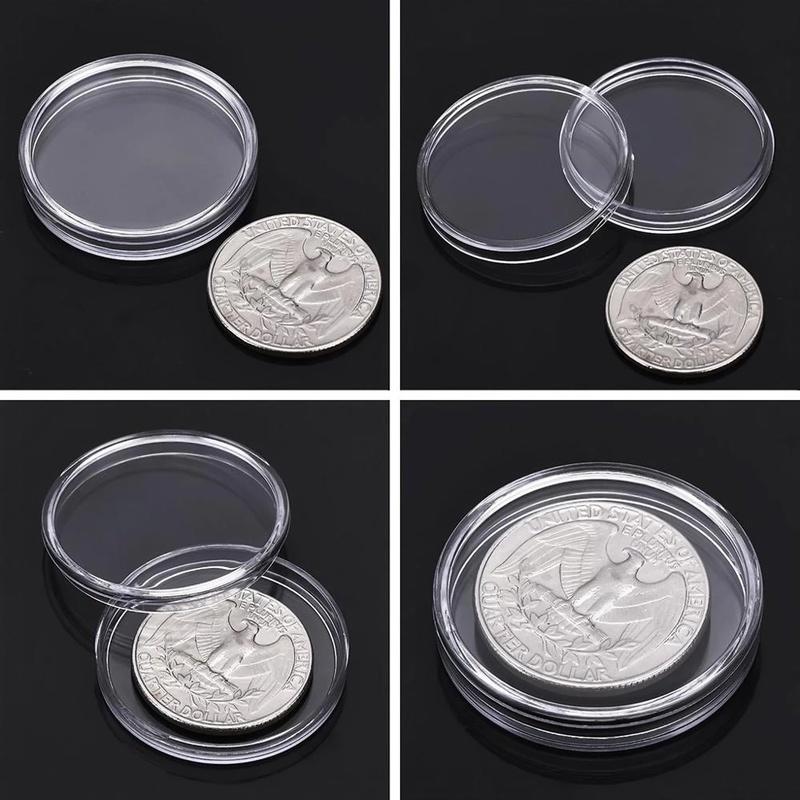 100Pcs/Box 17/20/25/27/30mm Transparent Round Coin Box Capsules Storage Coin Collection Holder Containers Home Supplies