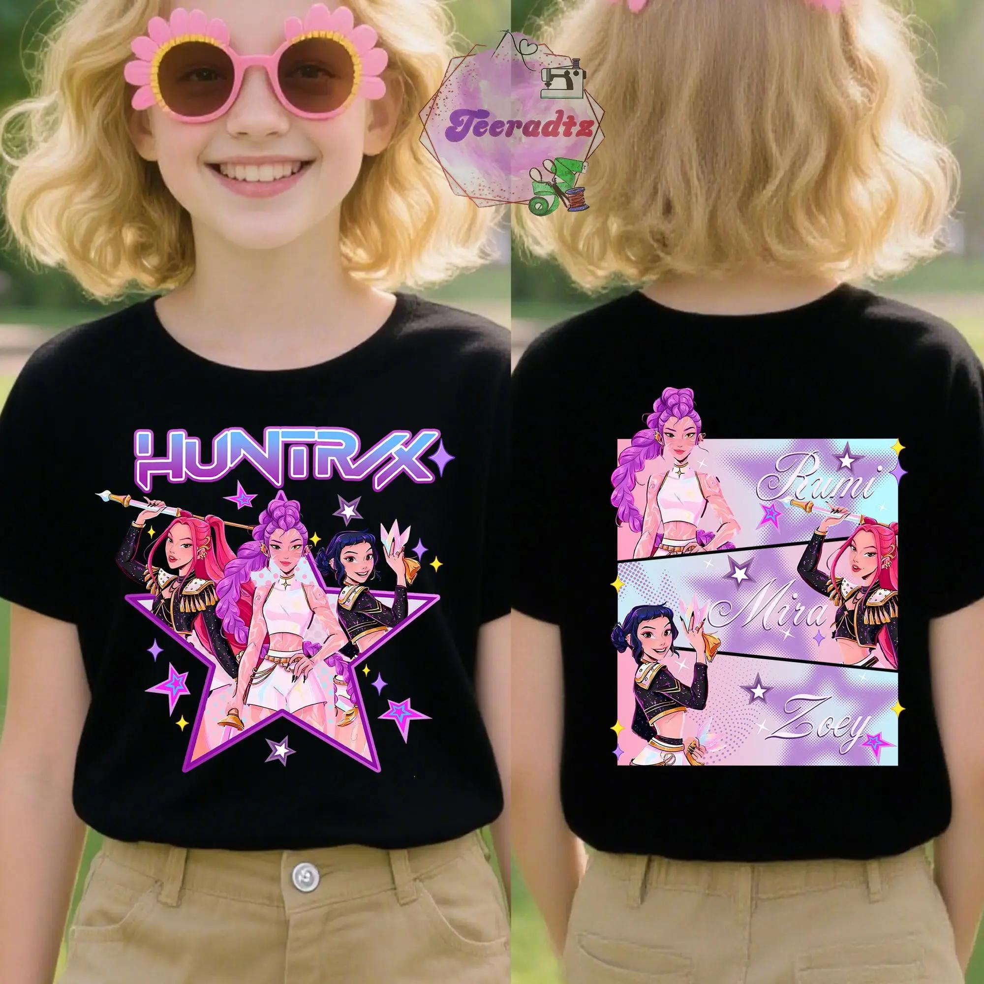 Kpop Devil Hunter 2 Slide Teen/Toddler T-shirt Kpop Kids T-shirt Saja Girl Fan Top Devil Hunter Spring/Summer T-shirt 110