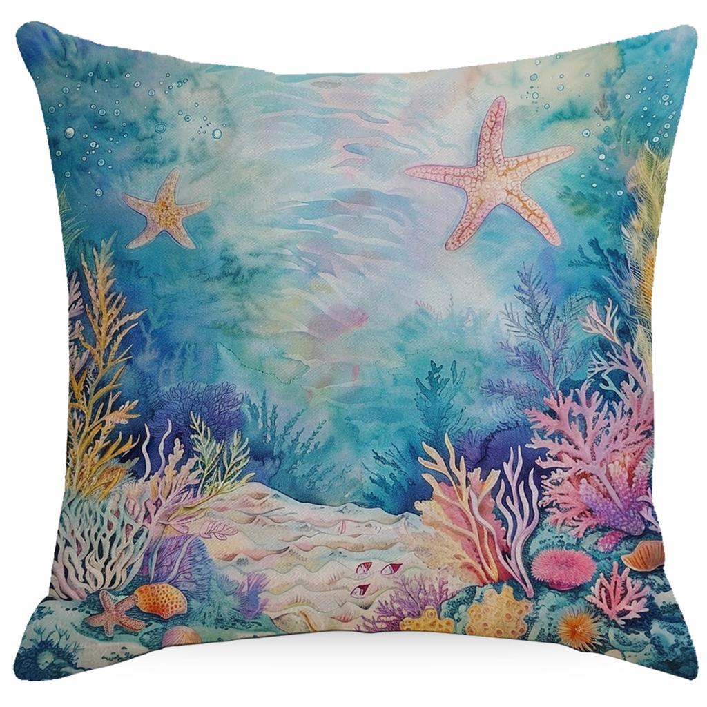 Colorful Marine Life Shell Pillowcase Summer Holiday Beach Hotel Decorative Cushion Cover