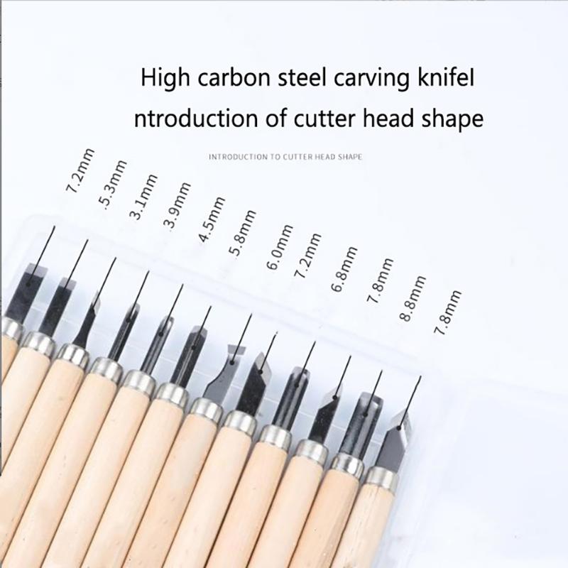 Set 12 Piese Dălți pentru Sculptură în Lemn Pentru Tăiere Basică & Prelucrare Detaliată a Lemnului Unelte de Mână DIY Kit Dălți