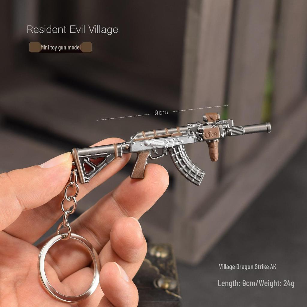 Resident Evil 8 V61 Submachine Gun Pendant Keychain Toy Model, Non-firing 9cm Alloy Design