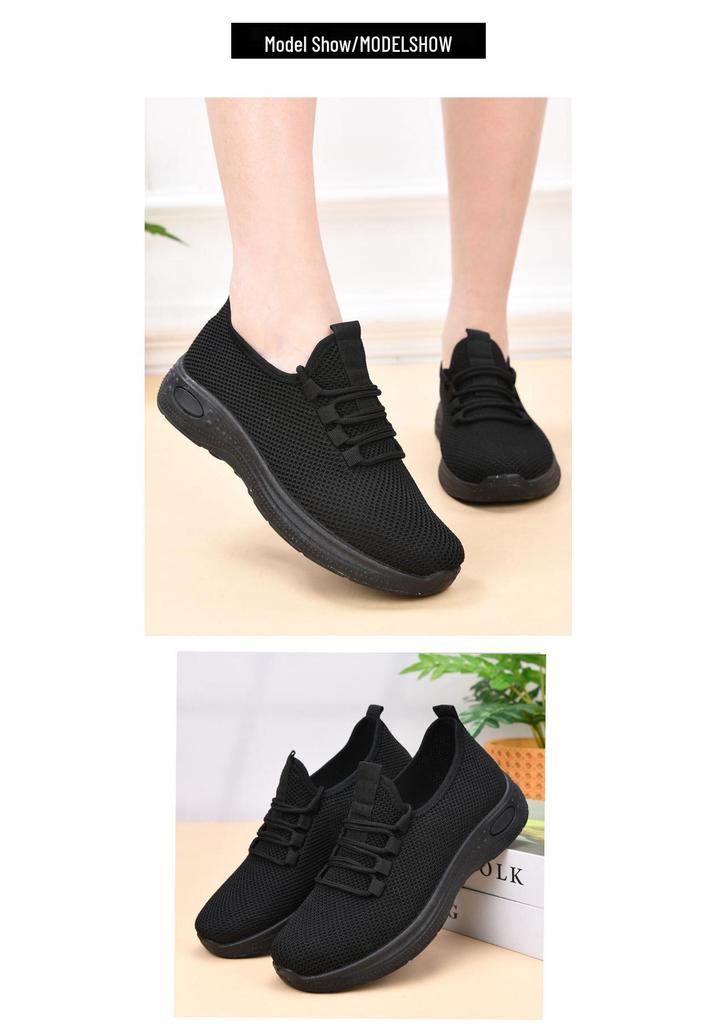 Damen Rutschfeste Weiche Sohle Netzschuhe, Atmungsaktiv Frühling/Herbst Schwarze Arbeitsschuhe