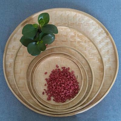 Handgemachtes Weben, rundes Bambussieb, Floß, natürliches Bambus-Obstgericht, Rattan-Brotkorb für Abendessen, Aufbewahrungsteller, DIY-Heimdekoration