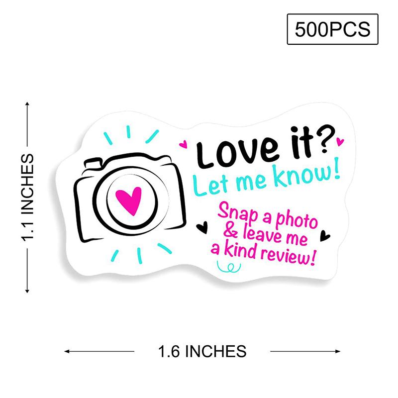 500Pcs Love It Let Me Know With Cute Camera Design Stickers 1.6Inch Thank You Stickers Bakeries Handmade Small Business Stickers
