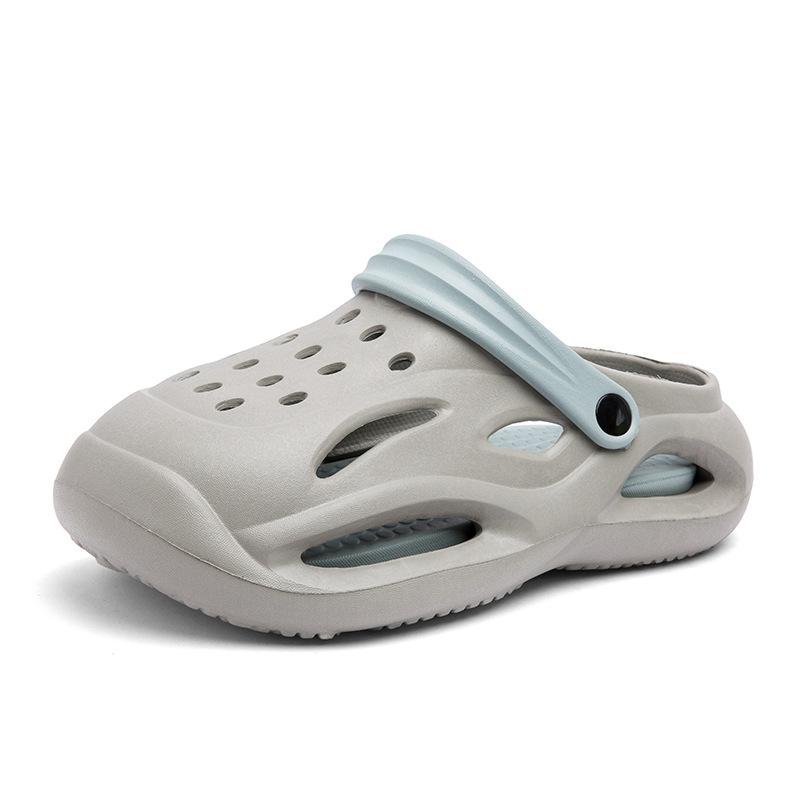 

Новые летние дырчатые туфли мужские наступающие на дерьмо ощущение толстая подошва нескользящие с закрытым носком тапочки уличные повседневные пляжные туфли 36-37 серый