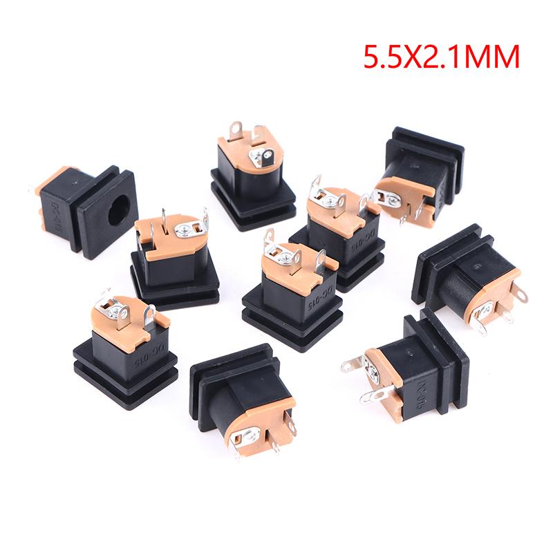

10Pcs Dc Power Socket Dc-015 Jack With Screw Hole 5.5-2.1 Mm / 5.5-2.5Mm Square Panel Mounting 5.5X2.1Mm / 5.5X2.5Mm