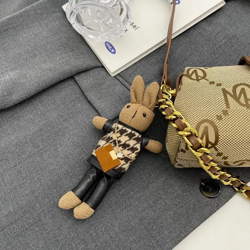 Vintage girl crossbody bag versatile chain bag feminine fashion shoulder bag pendant decoration fabric canvas