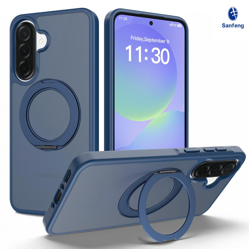 Applicable To Samsung A37 Ring Holder Rotating Mobile Phone Case a57A27 Matte Magnetic Suction A17 Ring Holder Protective Case