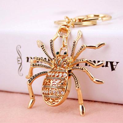 Rhinestone Spider Keychain: Insect Animal Bag Charm & Women's Metal Pendant Gift