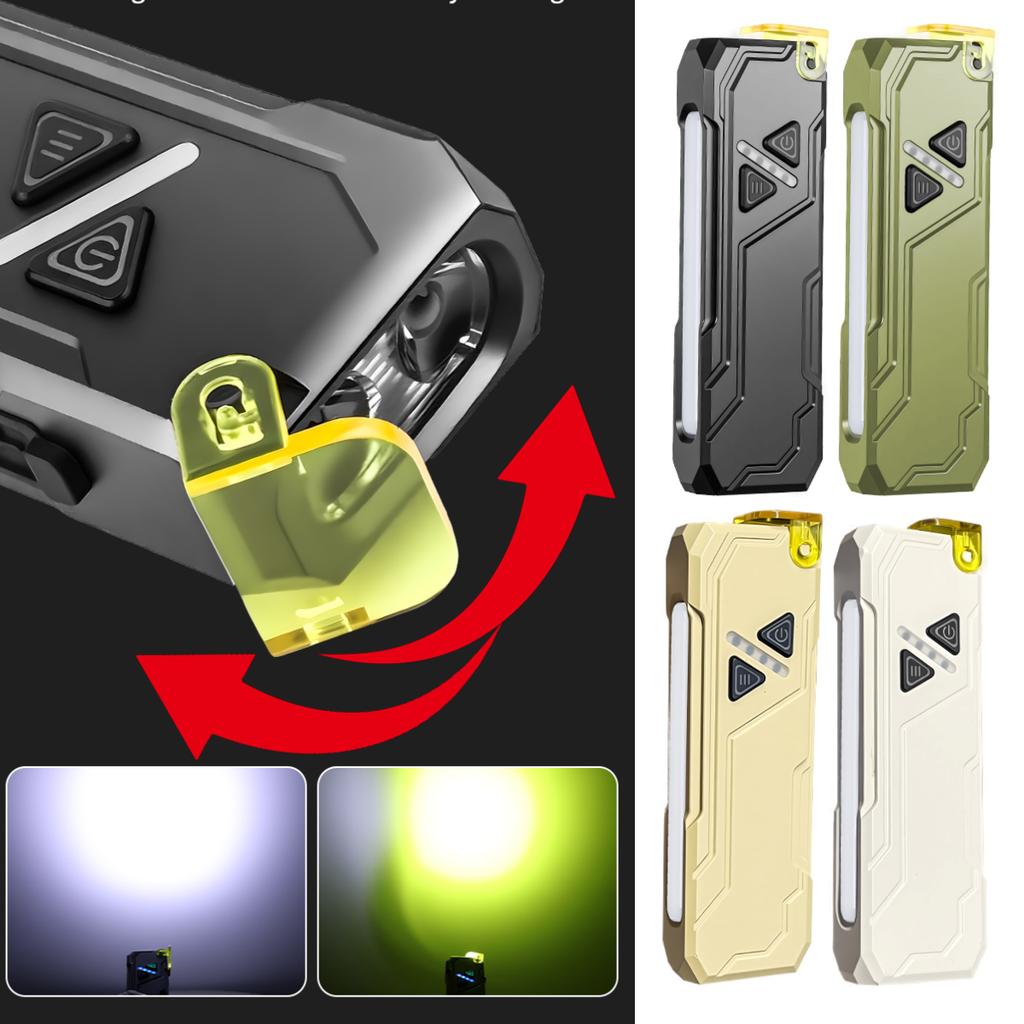 Portable EDC LED Flashlight UV Light Type-C Rechargeable Magnet Torch Work Light with Clip Multifunctional Magnet Lantern
