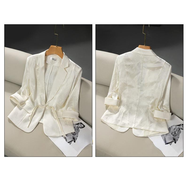 Classic White Summer Jacket for Women, Short Slim-fit Style with High-end Texture
