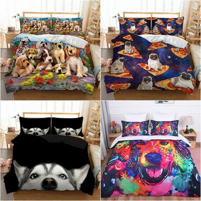 3D Dogs Duvet Cover Animal Bedding Set Pillowcases Single Double King Size