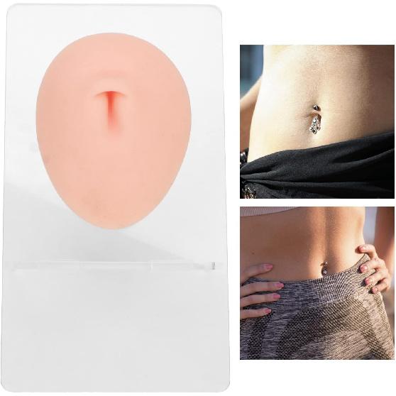 Soft Silicone Flexible Model Body Part, Silicone Nose Tongue Mouth Eye Navel Ear Model Fake Ear with 2 Base for Piercing Practice Acupuncture and