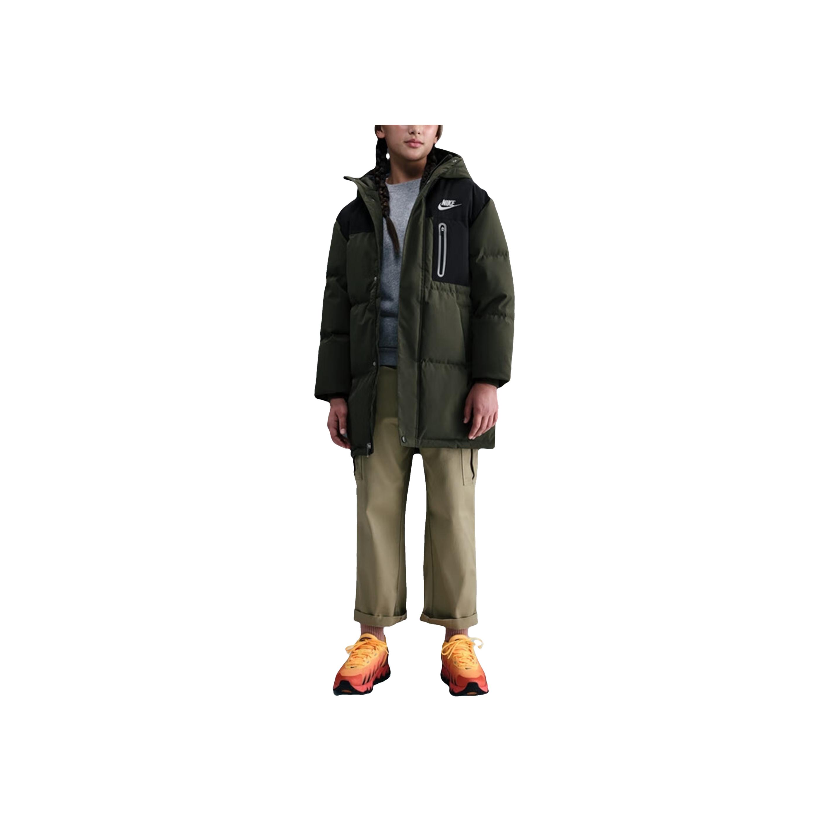 Nike Down Jacket Duck Down Hooded Warm Casual Fleece Zipper Kids outerwear IO6150-325 S