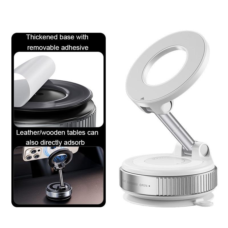 Folding Strong Magnetic Phone Holder - 360° Rotation Car Dashboard/Windshield Mount Vacuum Suction Anti-Slip Stand for Desk Auto белый