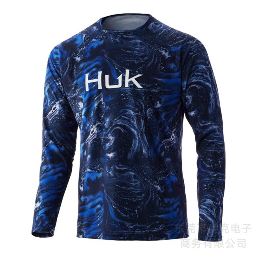 HUK combinaison de pêche été hommes protection solaire sports de plein air chemise de pêche séchage rapide manches longues T-shirt léger respirant haut