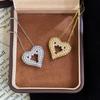 Full Diamond Bright Love Necklace Raw Sweet Versatile Hollow Heart Collarbone Chain