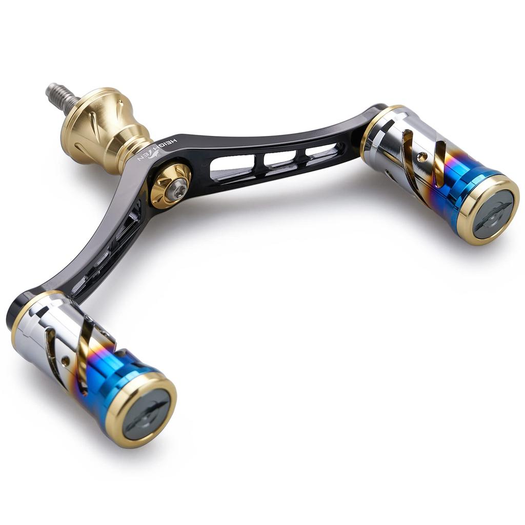 HEIGHTEN 92mm Reel Handle with 16mm Compatible with Shimano and Daiwa Spinning Vortex Series Knob Black Knob, Reels, (Gold & Handle) (585)