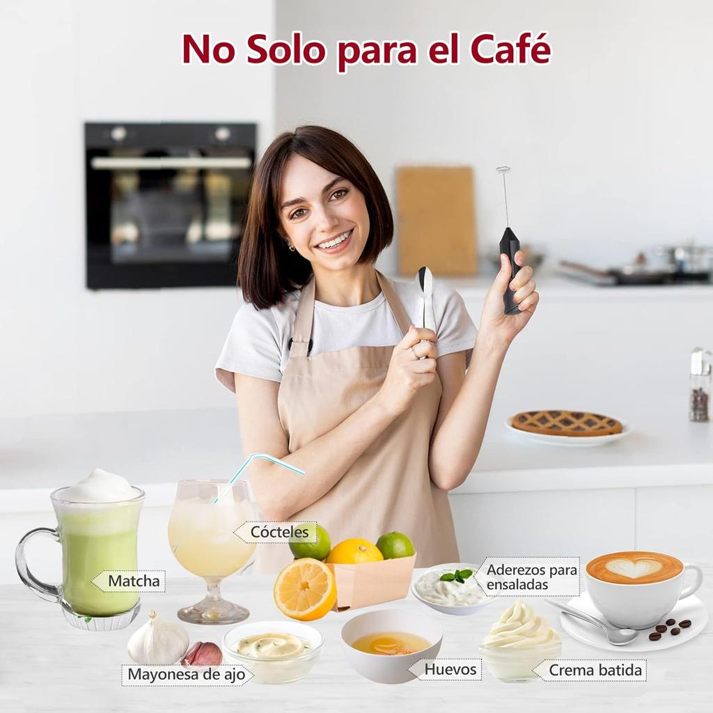 Electric Milk Frother Handheld Whisk With Bracket For Latte, Hot Chocolate, Eggs With Stand - Kitchen Gadget