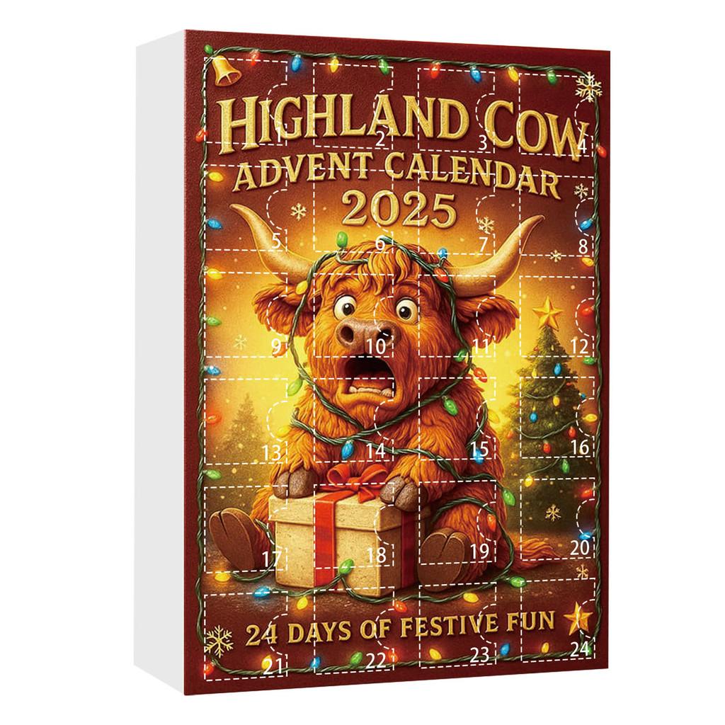 Highland Cattle Holiday Advent Calendar Acrylic Christmas Decor For Party And Gift Giving