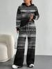 European And American Autumn And Winter Casual Long-Sleeved Suit Women'S Bohemian Hooded Sweater Trousers Two-Piece Set