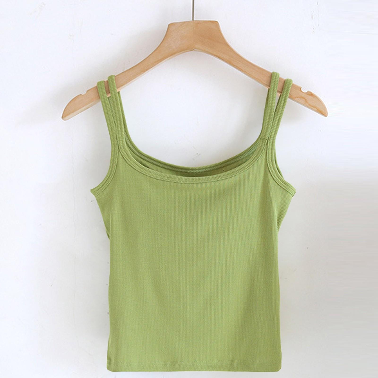 

Женская майка-топ без рукавов, женская летняя цельная без стального кольца с нагрудной накладкой L зелёный