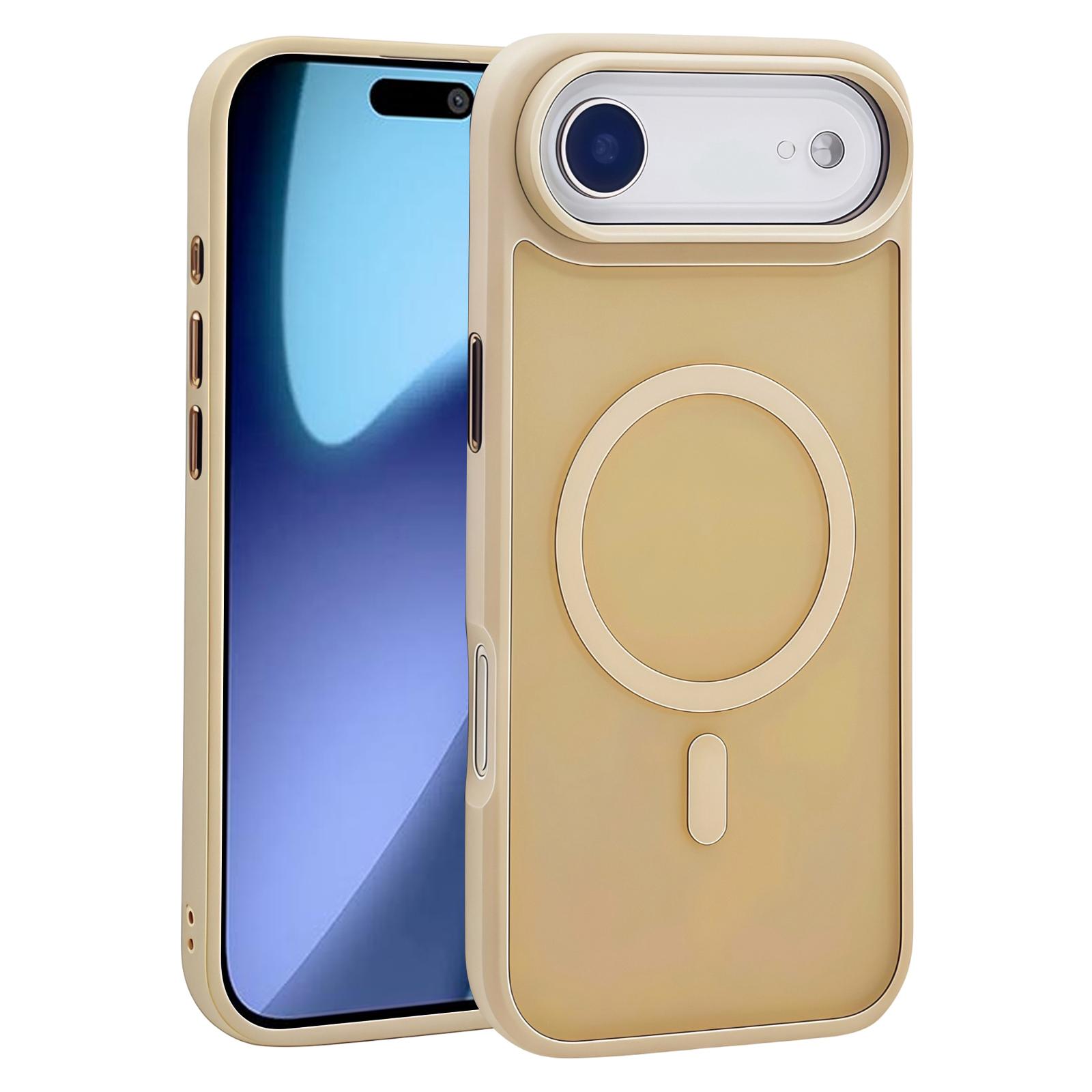 

Для iPhone 17 Air Магнитный чехол Кожа на ощупь ТПУ Акриловая задняя крышка для телефона Desert Gold