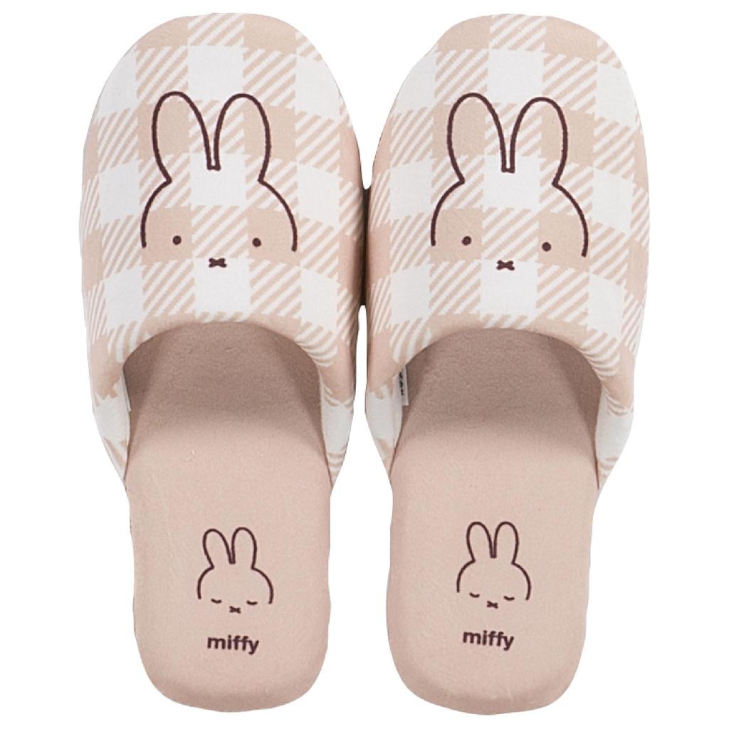 Senko Miffy Check Line One Size Fits Character 66988 Slippers, All, Beige, Design, Washable,