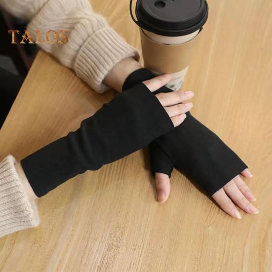 1 Pair Fall Winter Gloves Fingerless Knitted High Elasticity Touchscreen Non-slip Arm Warmers Arm Sleeves Keep Warm Windproof Cycling Wrist Covers