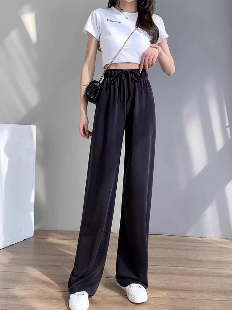 Women's High-Waisted Ice Silk Quick-Dry Cropped Pants - Summer Sun Protection, Cool and Lightweight for Petite Figures