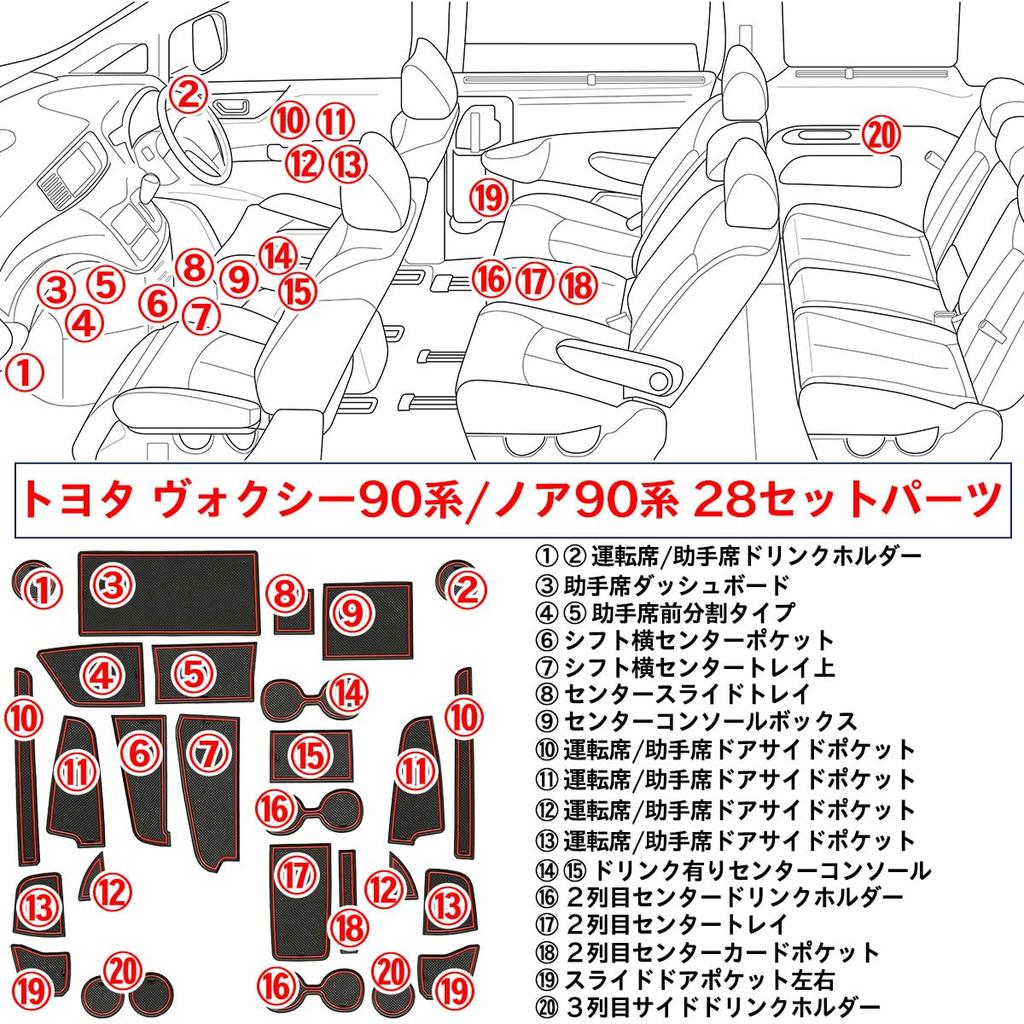 Negues Rubber Floor Compatible with the 90 Series Voxy and Noah 90 Design for Toyota Voxy and Noah 4th Generation 2022 Floor Rubber Interior Floor