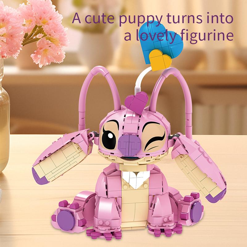 Nuovi Blocchi da Costruzione Angelo Stitch CP 2025 - Giocattoli Cartoon con Pezzi Grandi e Orecchie Mobili - Regalo di Assemblaggio per Bambini e Bambine per il Compleanno