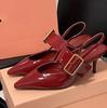 Single-strap, buckle-fastening high-heeled open-toe pointed-toe sandals—sexy and elegant, perfect for the office or a party
