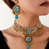 Vintage Ethnic Rhinestone Necklace & Earrings Set