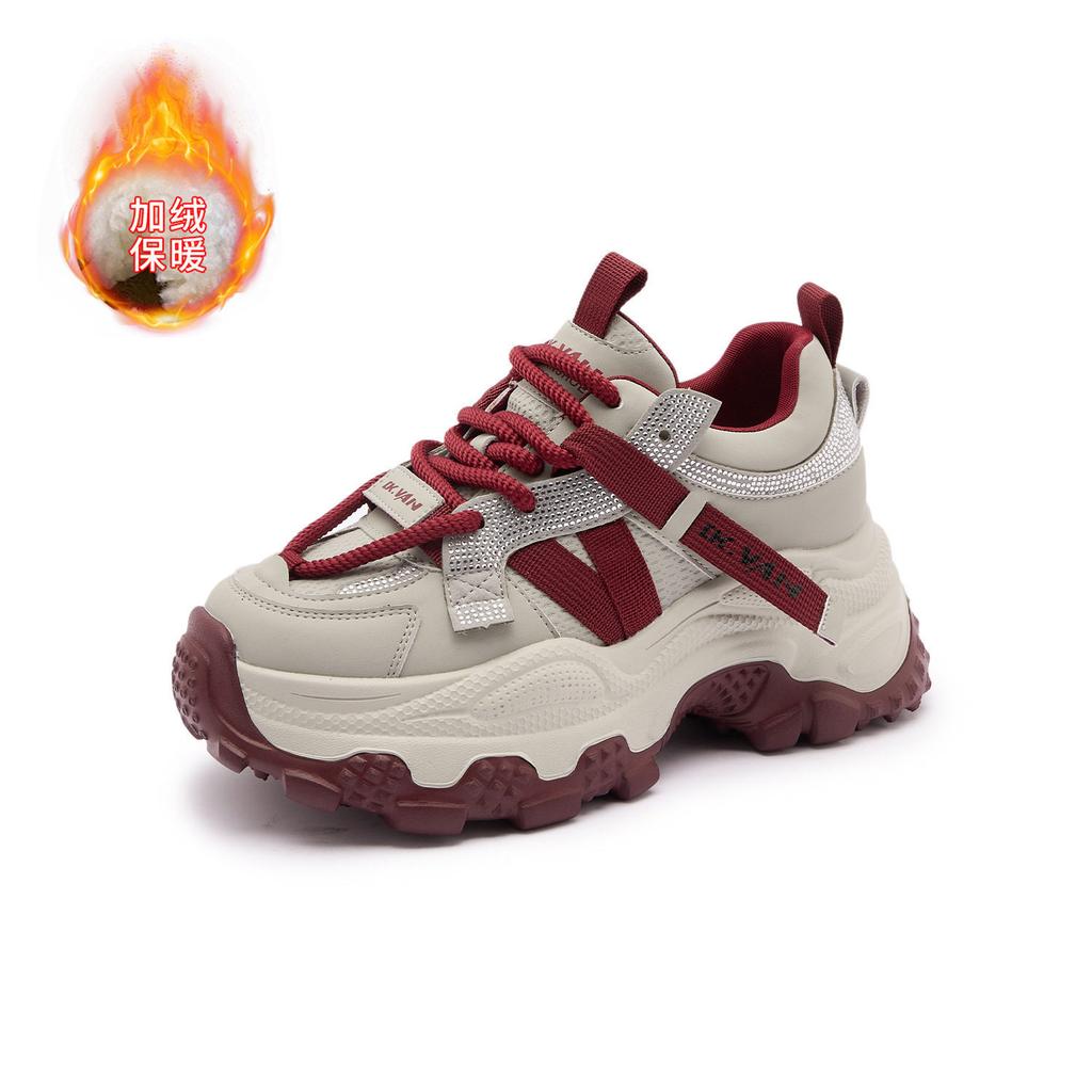 Spring New Rhinestone Platform Dad Shoes Women's Height Increase Small Sports and Leisure Shoes Versatile