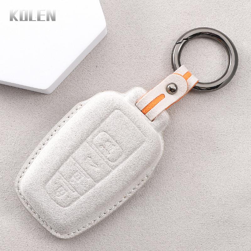 Leather Car Remote Key Case Cover Shell For Toyota Prius Camry Corolla Chr C-Hr Rav4 Land Cruiser Prado Key Protective Keychain
