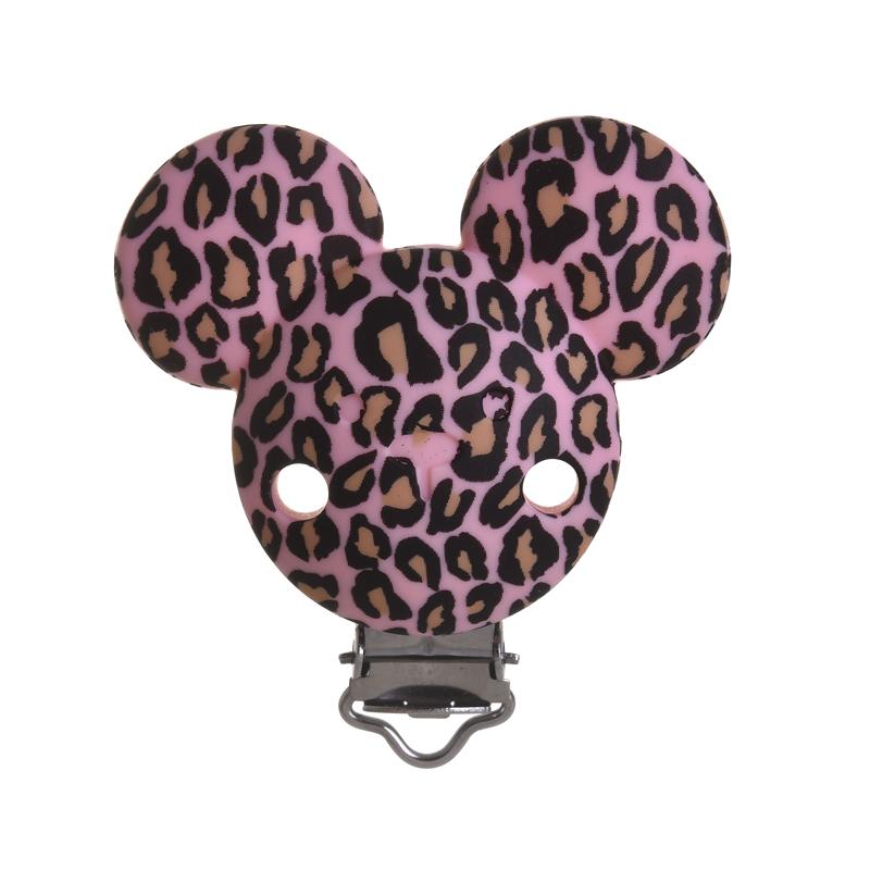 3 Stück 38x50mm Leopard Herzform Silikon Schnullerclip DIY Baby Zahnen Beißring Halskette Perlenwerkzeug Pflege Geschenk Zubehör