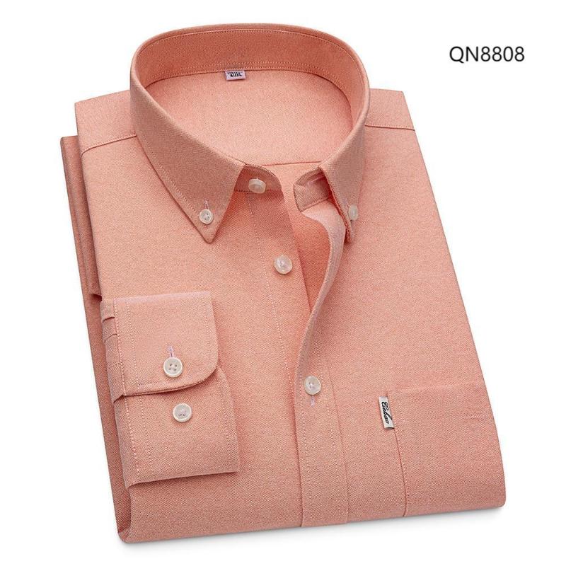 Spring and Autumn New Fashion Trend Pure Cotton Youth Fashion Versatile Oxford Solid Color Men's Long Sleeve White Work Shirt