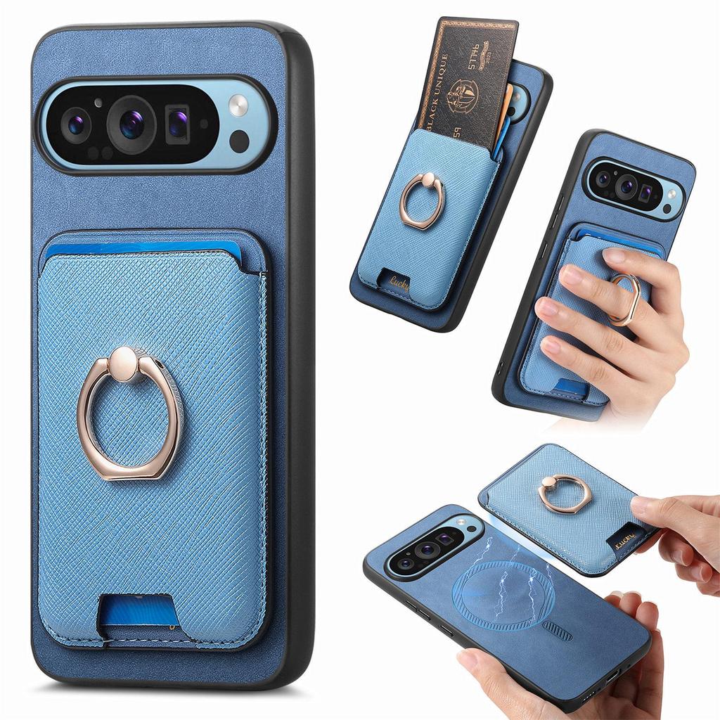Cross-Border Google Pixel 9A Magnetic Card Holder Ring Case - Drop-Proof Protection