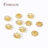 Trendy Double-layer Design Hollow Flower Caps 10MM 18K Gold Plated Alloy Bead Caps For Beads DIY Beading Jewelry Making Supplies