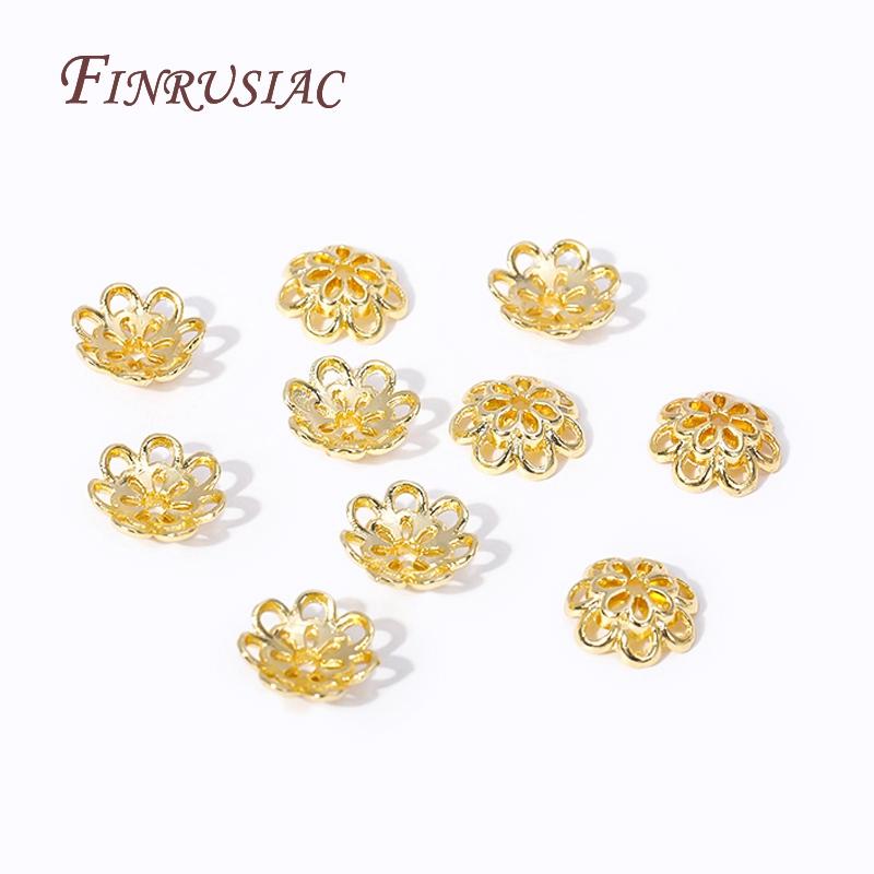 Trendy Double-layer Design Hollow Flower Caps 10MM 18K Gold Plated Alloy Bead Caps For Beads DIY Beading Jewelry Making Supplies
