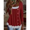 JPNTKY Women's Fashion Casual Long Sleeve U-Neck Blouses & Shirts