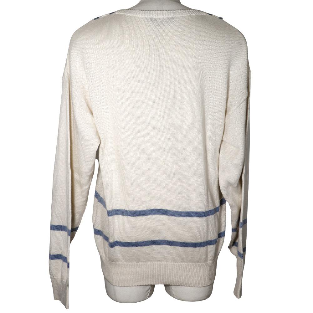 Dior Sports Sweater V Neck White Cotton Mens Used