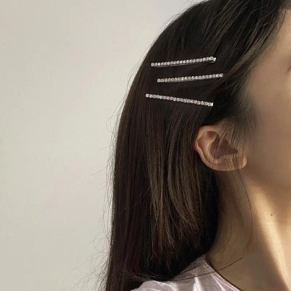 4pcs Silver Korean Hairpins Gold Crystal Barrettes Fashion Rhinestone Hair Clip Set Ladies/Girls