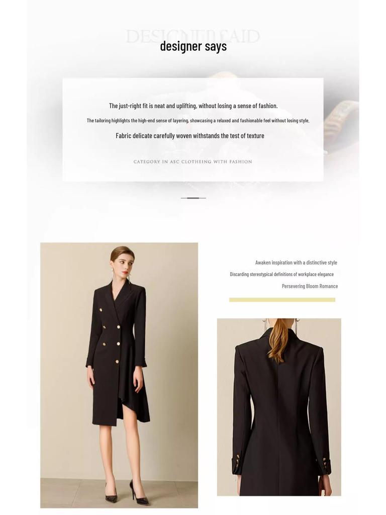 Damen Schwarzes Slim Fit Asymmetrisches Formelles Kleid für Professionelle und Formelle Anlässe