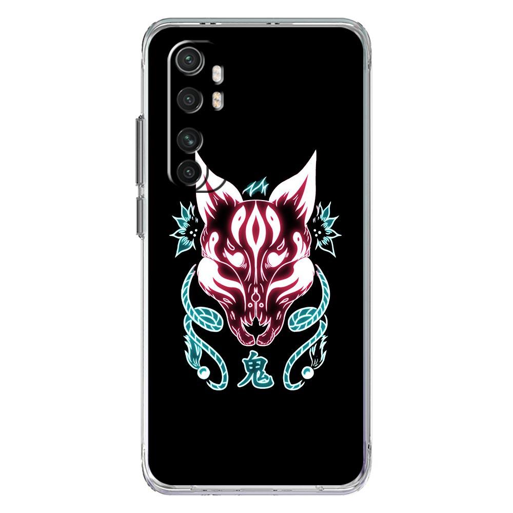 Samurai Oni Mask neon etui na telefon do Xiaomi Mi 12T 10 12 Lite 11 Ultra 11X 11T Pro 11i Poco X4 X3 NFC F3 M3 M4 5G Przezroczysta obudowa