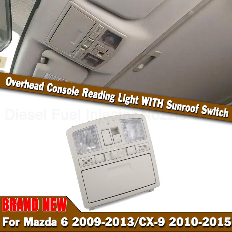 For 2010-2015 Mazda CX-9, 2009-2013 Mazda 6 Overhead Console Map Lamp With Light Sunglass Holder Reading Light W/ Sunroof Switch