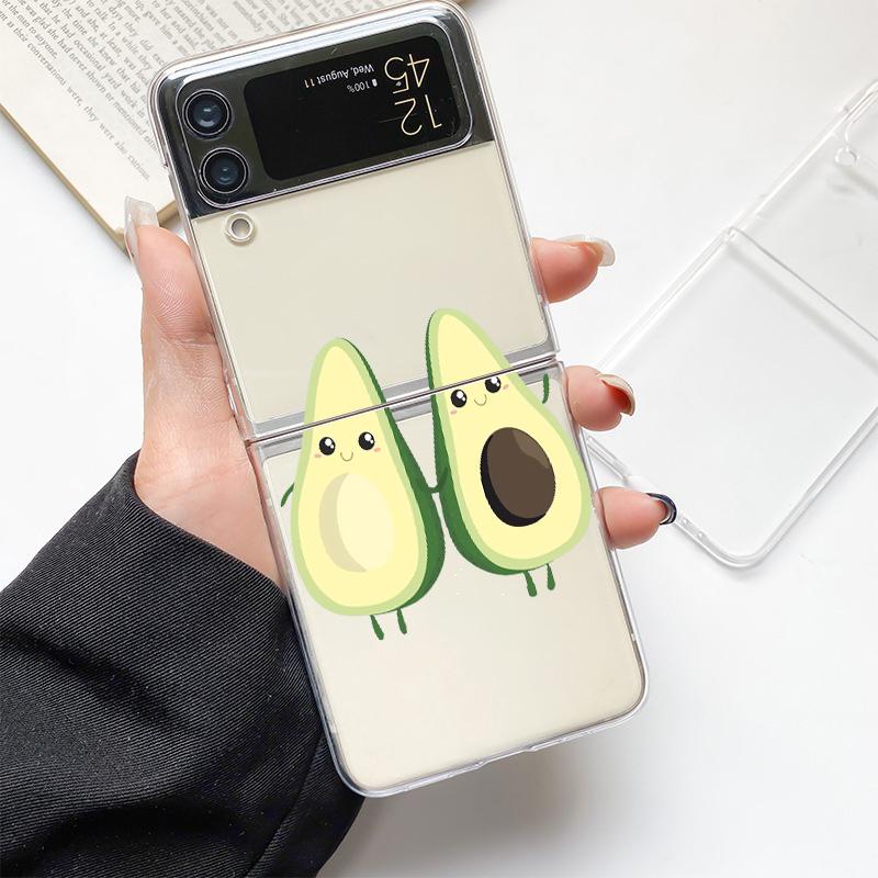 Cute Avocado Baby Yoga Fashion Phone Case For Samsung Galaxy Z Flip 3 4 5 6 7 Hard Folding Z Flip4 PC Cover Protector Gift