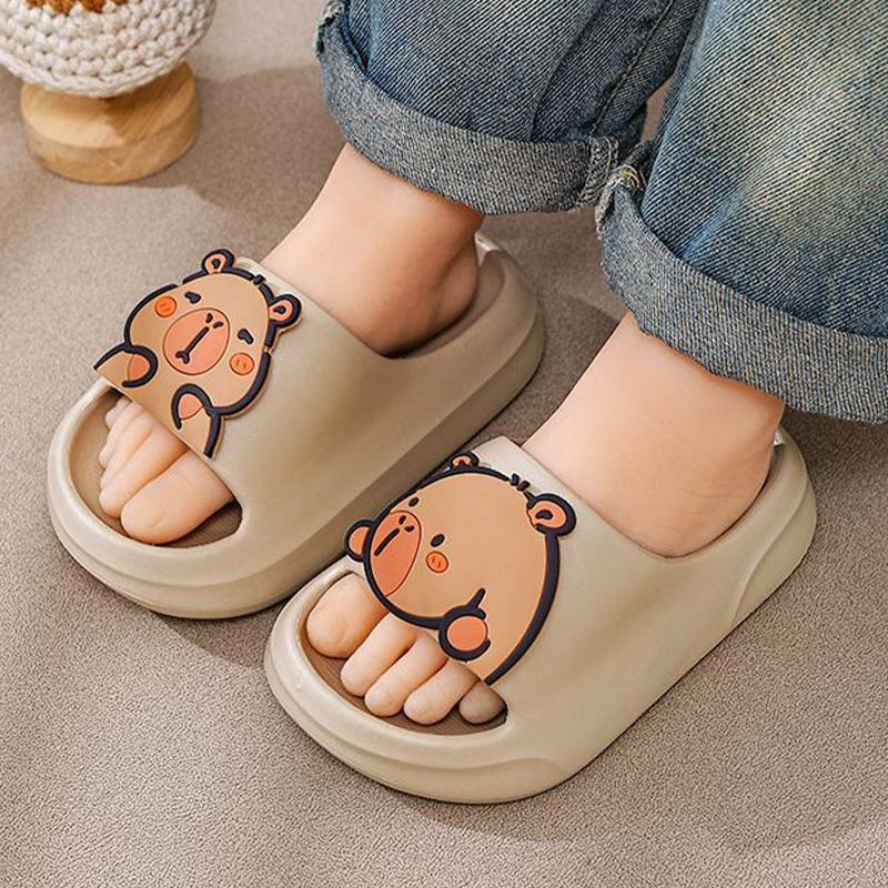 Cute Capybara Slippers For Boys Soft Non Slip Summer Home Bathroom Sandals Comfortable Indoor Outdoor Footwear For Kids